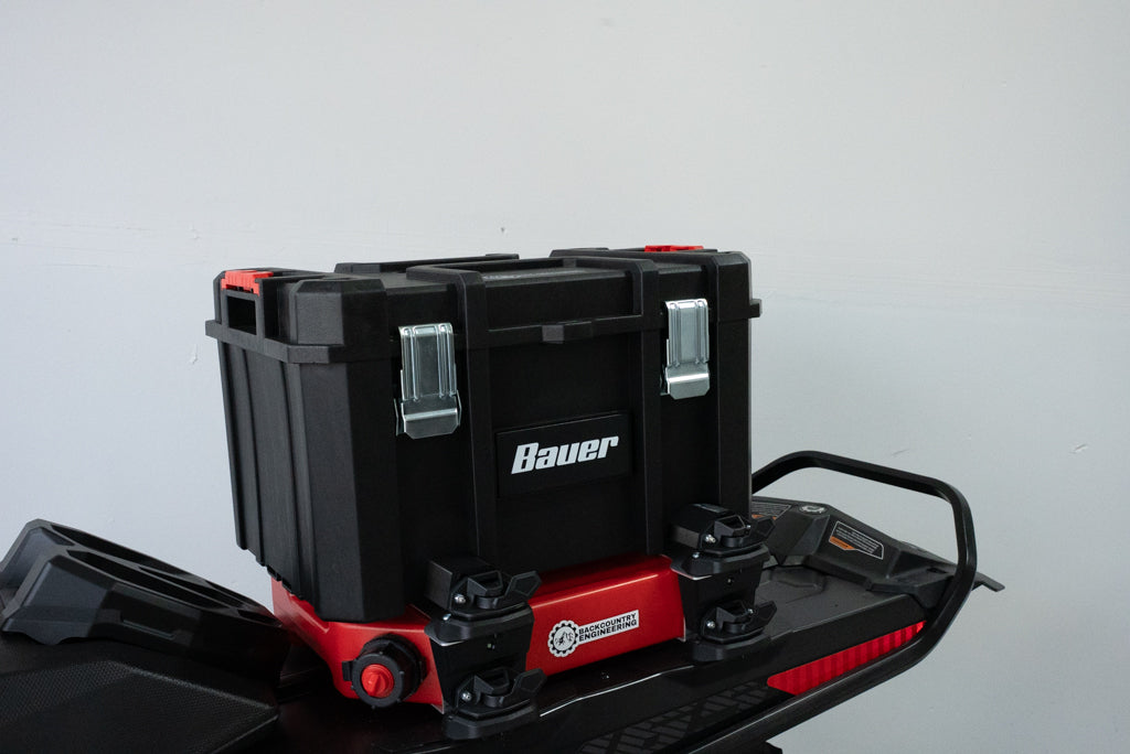 Tunnel Tote XL on top of Tunnel Tank Large storage for skidoo snowmobile